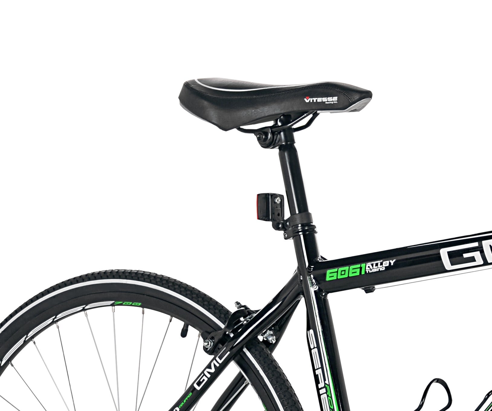 GMC 19" 700c Adult Denali Road Bike Black/Green Suspension 21 Speed