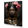 thumbnail image 2 of Designart "Elegance of African Woman in Pink & Gold II" Fashion Canvas Wall Art - Glam Pink Woman African American Living Room Canvas Art, 2 of 6