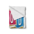 thumbnail image 2 of Going Away Party Soft Flannel Fleece Throw Blanket, Colorful Vibrant Blocks with Letters Saying Luck Modern Artwork Print, Cozy Plush for Indoor and Outdoor Use, 50" x 70", Multicolor, by Ambesonne, 2 of 6