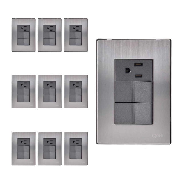 Placa Armada 2Apagador Simple 1Contacto Oxford 10pz