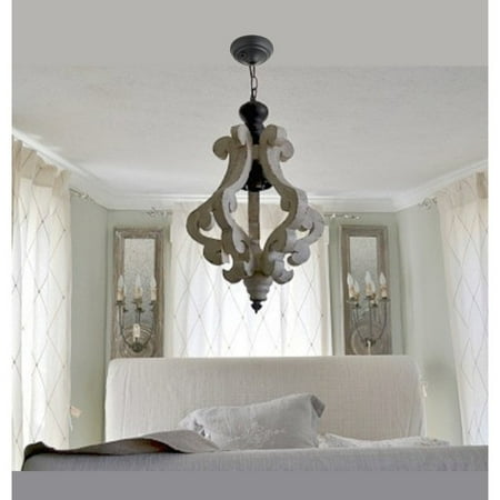

Tdaoqju Perth Wooden Chandelier With Metal Chain And One Bulb Holder; White