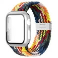 thumbnail image 1 of ALMNVO Braided Solo Loop Band Compatible with Apple Watch Bands with Case 45mm 44mm 42mm ,Stretch Nylon Elastic Strap with Glass Screen Protector Case for iWatch Series 7 6 SE 5 4 3 2 1, 1 of 5