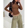 thumbnail image 2 of Womens Long Sleeve Shirts Going Out Crop Tops Basic Layering Workout Crewneck Slim Fitted Tops, 2 of 3