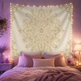 thumbnail image 2 of Golden Lotus Mandala on Ivory Background, Calming Boho for Flower Lovers, Botanical Wall Art, Housewarming Gift, Tapestry Wall Hanging for Bedroom and Living Room, 2 of 7