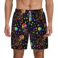 thumbnail image 3 of Uemuo Rainbow Jellyfishes Pattern Mens Swim Trunks Quick Dry Board Shorts with Mesh Lining, Stretch Beach Shorts Quick Dry No-Chafing Board Shorts-Small, 3 of 9