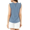 thumbnail image 3 of INSPIRE CHIC Blouse Sans Manches pour Femme, à Volants, Plissée, Blouse CHIC pour le Travail, TG Bleu Gris, 3 of 7