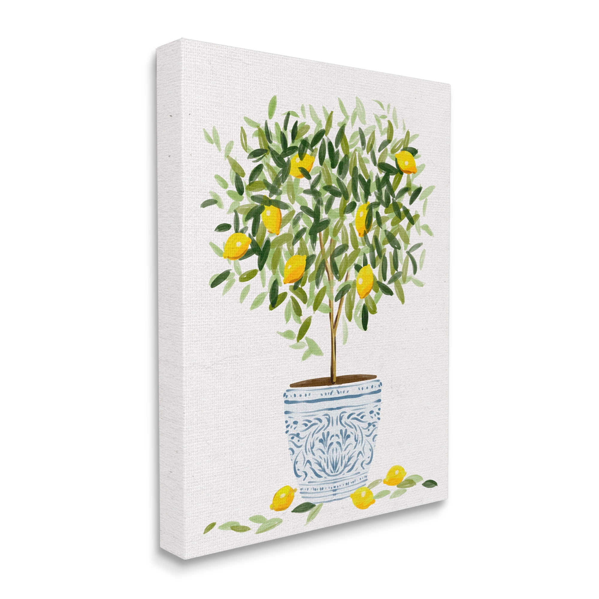 Stupell Industries Lemon Tree Detailed Planter Food & Beverage Painting Gallery Wrapped Canvas Art Print Wall Art, 16 x 20