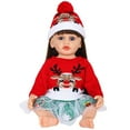 thumbnail image 4 of AmaMary 22 inch Reborn Doll Christmas Outfit, Red Reindeer Sweater Green Skirt and Hat Holiday Gift Set, 4 of 5