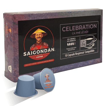 Saigondan Coffee Pods - Celebration | Italian Espresso Roast | Blend | Original Line Machine Compatible | 10 Count