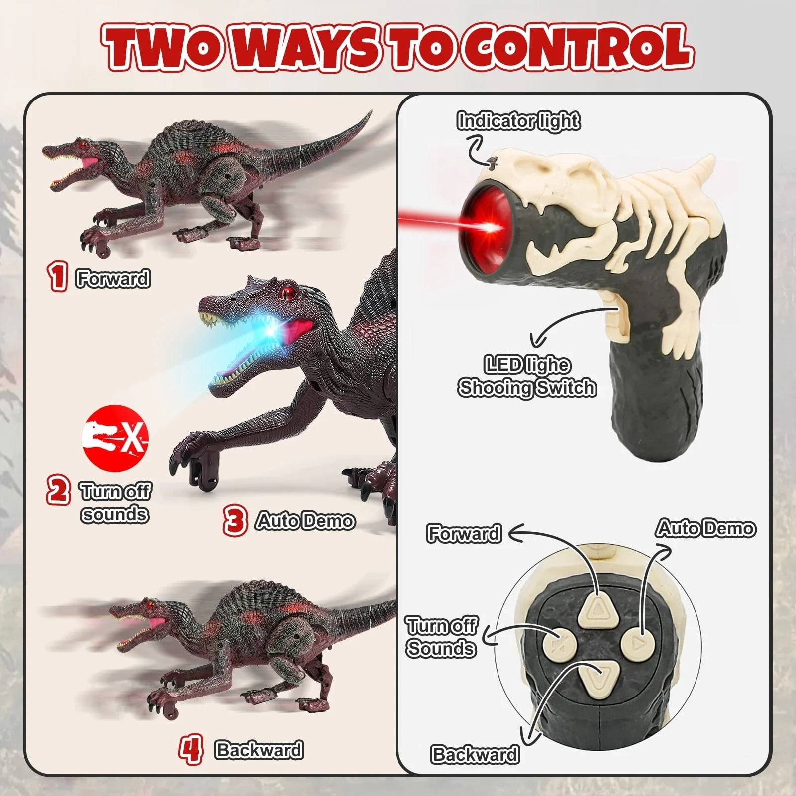 Freecat Remote Control Dinosaur Toys for Boys 3-6 Years, Electronic RC Spinosaurus Robot Dinosaurs with Spray & Light & Roar, Realistic Walking Dinosaur Toys Birthday Gifts for Boys and Girls.