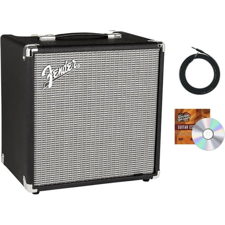 Fender Rumble 25 Bass Combo Amplifier Bundle with Cable and Austin Bazaar Instructional DVD