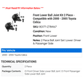 thumbnail image 2 of Front Lower Ball Joint Kit 2 Piece - Compatible with 2000 - 2005 Toyota Celica 2001 2002 2003 2004, 2 of 2