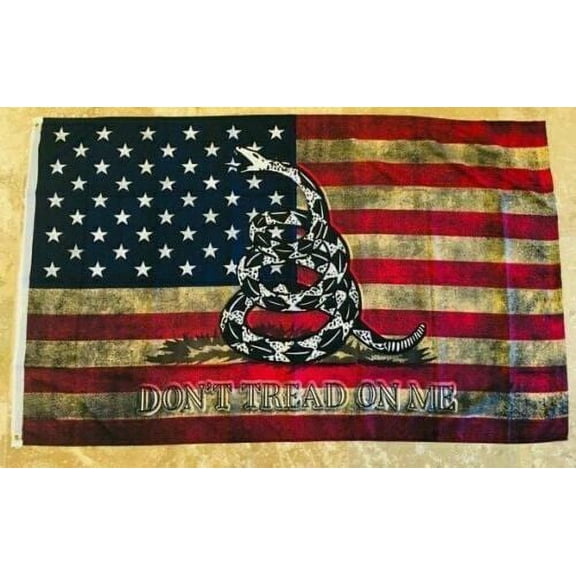 Distressed United States of America USA Gadsden U.S. 3x5 Ft Flag US Banner 100D