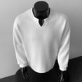 thumbnail image 3 of Ceisia Men's Relaxed Fit Vertical Rib Knit Small V-Neck Long Sleeve Casual Top Gifts, 3 of 8