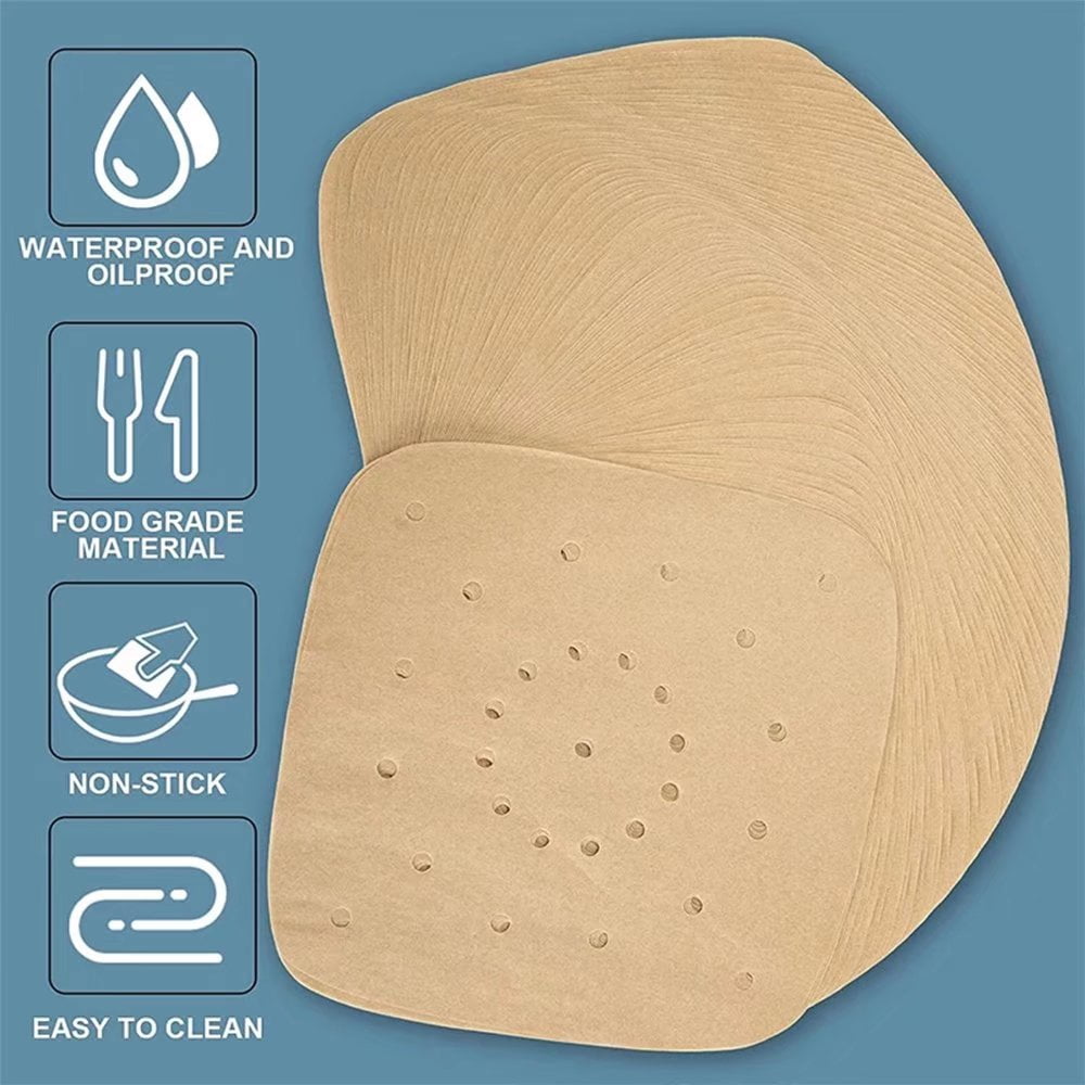 Air Fryer Paper Disposable Steamer Liners Kitchen Bakeware Papers Baking Mat-200pcs 6.5"-9"