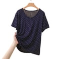 thumbnail image 3 of Ohufall Womens Pajama Tops Lightweight Breathable Modal Sleepwear Solid Color Crewneck Short Sleeve Shirts, 3 of 4
