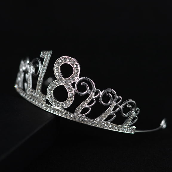 HOOWIFFY Cake Topper Crown Silver Elegant Design Decoration for Women 1Set