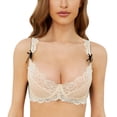 thumbnail image 2 of Women's Lace Underwire Bra Full Coverage Lace Bralette Everyday Balconette Bra(Beige,34B), 2 of 5
