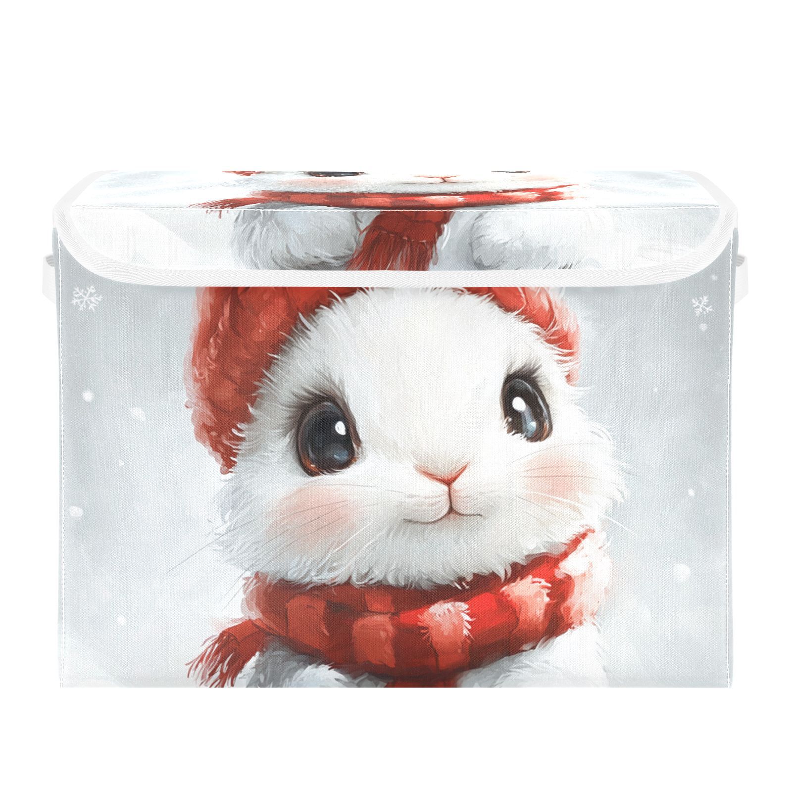 Cute Rabbit Easter Storage Basket for Shelves Foldable Container Organizer for Organizing Toys Clothes Books with Handles