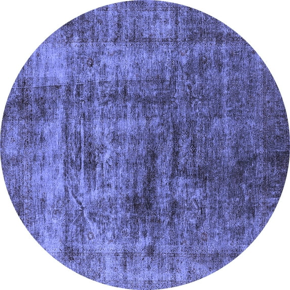 Ahgly Company Indoor Round Solid Blue Modern Area Rugs, 8' Round