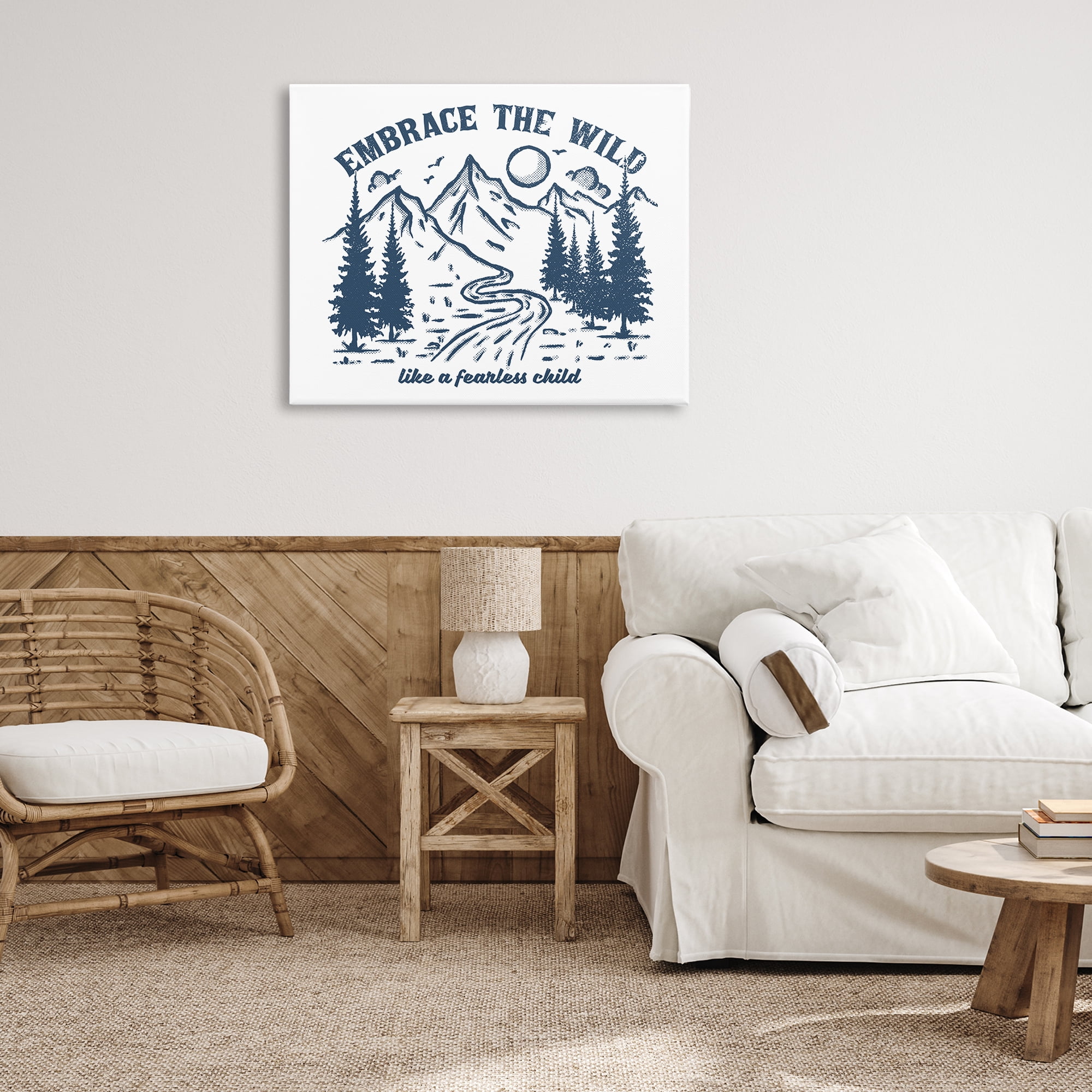 Stupell Industries Embrace the Wild Phrase Landscape & Nature Painting Wrapped Canvas Art Print Wall Art, 40 x 30