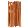 thumbnail image 1 of Juego de agujas de tejer de tamaño reconocible, mango ergonómico de bambú redondo carbonizado, ganchos de ganchillo, 12 Uds., 1 of 5