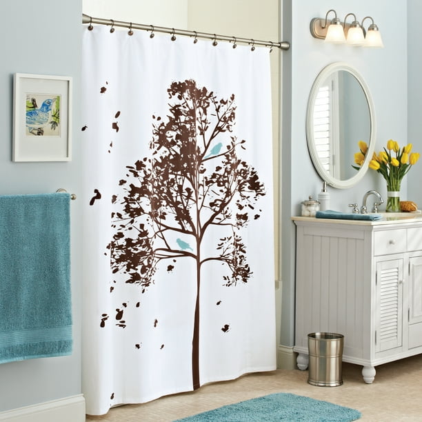 Brown Fabric Shower Curtain 72 X, Shower Curtains With Birds