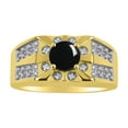 thumbnail image 1 of RYLOS Men's Rings Yellow Gold Plated Silver Designer Starburst 7MM Round Gemstone & Diamond Ring Cabochon Onyx October  Size 10, 1 of 7