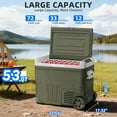 thumbnail image 3 of 12V Car Refrigerator with Wheels & Handle - 53QT(50L) Electric Car Fridge Cooler -4℉~68℉,12/24V DC & 110-240V AC Fast Cooling Portable Freezer for Camping Travel Outdoor Truck RV SUV,Green, 3 of 8