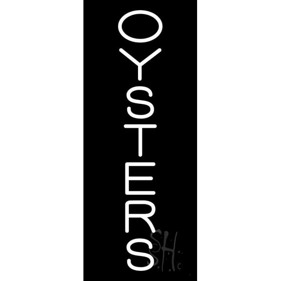 Vertical Oyster 1 LED Neon Sign 24" Tall x 10" Wide - inches Black Square Cut Acrylic Backing, with Dimmer - Premium built indoor Sign for Club, Home décor, Event, Workshop, Storefront.