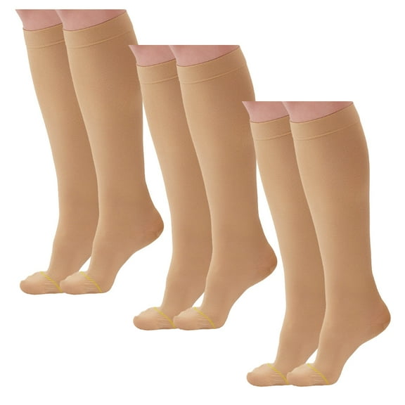 Ames Walker AW Style 222 Anti-Embolism 18 mmHg Closed Toe Compression Knee High Stockings (3-Pack) Beige Small