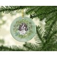 thumbnail image 2 of Cocker Spaniel Black and White Ticked Christmas Wreath Ceramic Ornament 2.8 in x 2.8 in, 2 of 3