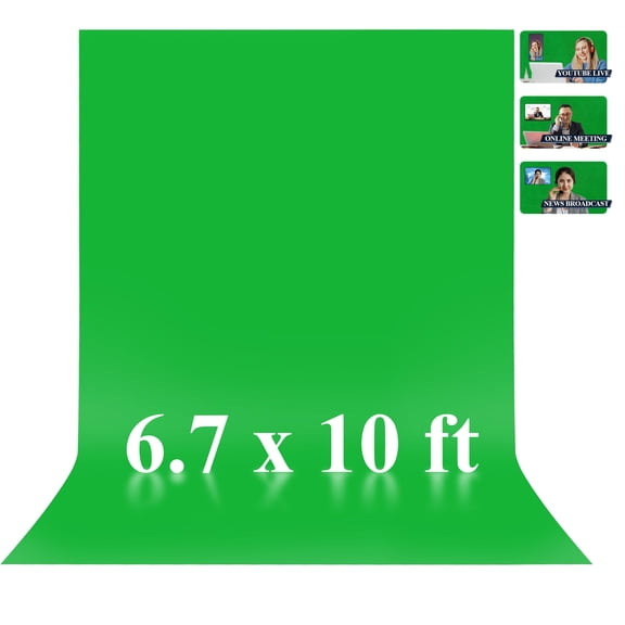 Fabulas 6.7 x 10 ft Green Screen Backdrop for Photography, Chroma Key Greenscreen Background Sheet Photo Backdrop for Zoom Meeting, Video Recording, Live Streaming, Photoshoot Studio (Backdrop Only)