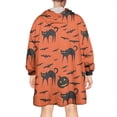 thumbnail image 2 of Wearable Oversized Blanket,Halloween Cat & Bat Pattern Wearable Blanket Hoodie for Adults,Cozy Hooded Blankets with Super Pockets,Super Warm Fuzzy Pullover for Women & Men, 2 of 6