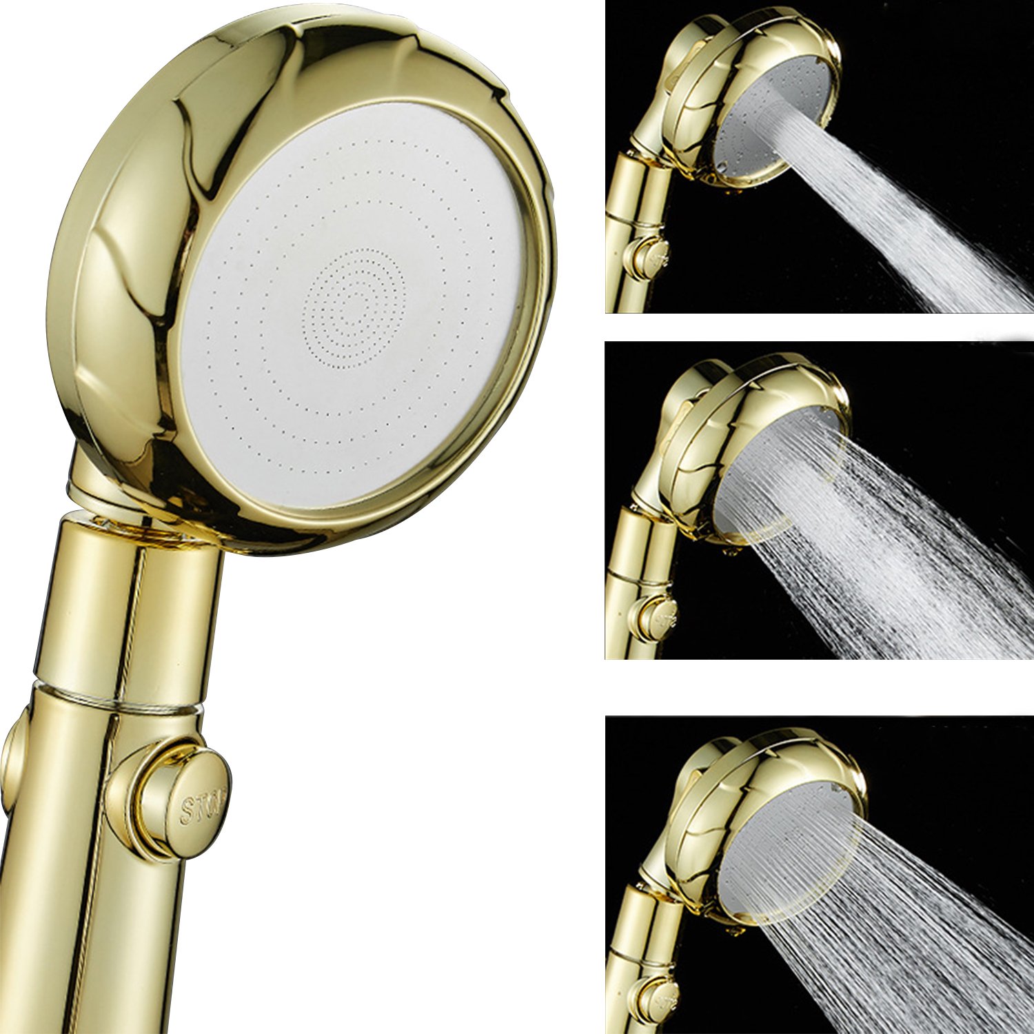 3 Spray Settings Shower Head with ON/Off Pause Switch Water Saving High