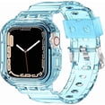 thumbnail image 6 of Clear Case with Band for Apple Watch 45mm 38mm 40mm 41mm 42mm 44mm Women Men Girl,Silicone Jelly Transparent Soft Soprt Strap with Cover for iWatch Series 9 8 7 6 5 4 3 2 1 SE Blue Pink Green Orange, 6 of 8