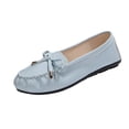 thumbnail image 2 of WAVSUF Women's Wide Width Loafers, Faux Leather Soft Sole Versatile Bow Casual Work Driving Shoes Light Blue 6.5, 2 of 9