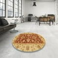 thumbnail image 3 of Ahgly Company Indoor Round Abstract Orange Red Oriental Area Rugs, 6' Round, 3 of 6
