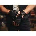 thumbnail image 4 of Deerskin Leather Motorcycle Gloves for Men Fingerless Biker Gloves with Gel Palm and Wrist Strap, 4 of 4