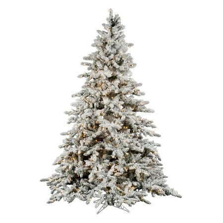 Vickerman Pre-Lit 9' Flocked Slim Utica Fir Artificial Christmas Vickerman Pre-Lit 9' Flocked Slim Utica Fir Artificial Christmas Tree, LED, - Vickerman Pre-Lit 9' Flocked Slim Utica Fir Artificial Christmas