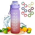 thumbnail image 1 of Botella de perfume de 1 litro, juego de botella de agua actualizada con 12 cápsulas, pajita para beber, sin azúcar, botella de agua para exteriores gratis, 1 of 5