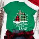 thumbnail image 2 of Camisas Navideñas A Cuadros Para Mujer, Cuello Redondo, Entramado, Estampado de Árbol de Navidad, Camisetas de Manga Corta Odeerbi ODB207938, 2 of 9