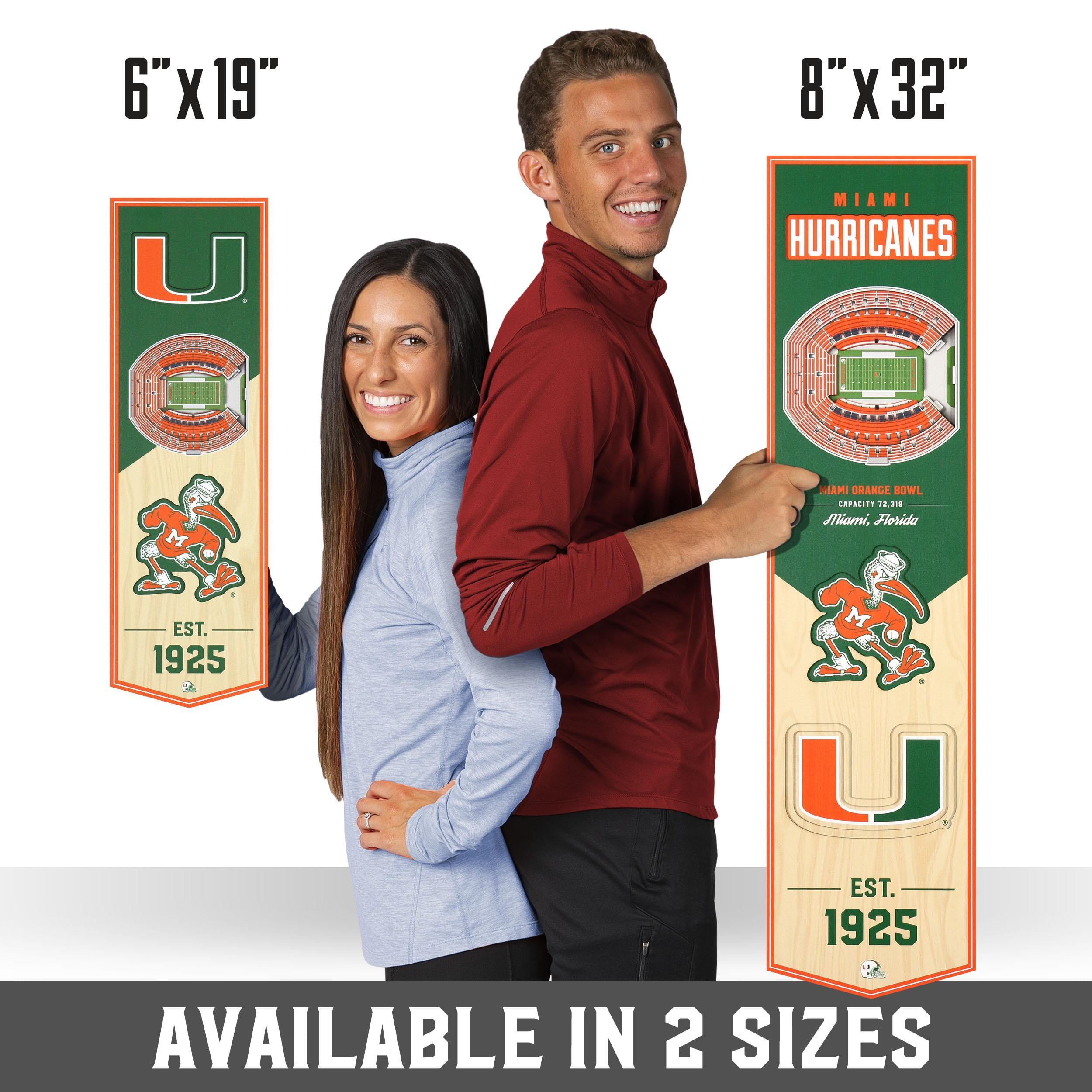 YouTheFan NCAA Miami Hurricanes 3D STADIUM BANNER 6X19