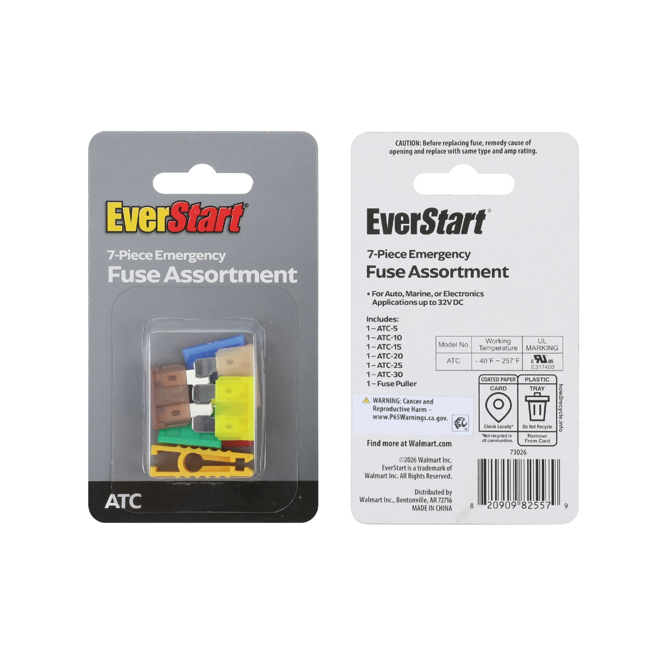EverStart ATC 6-Piece Fuse Emergency Kit with Puller for Automotive, Marine, and Electronics