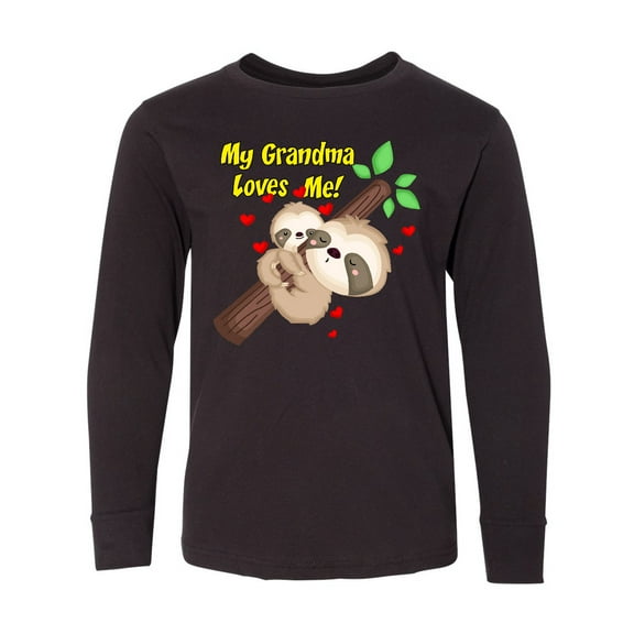 Inktastic My Grandma Loves Me Sloth Long Sleeve Youth T-Shirt