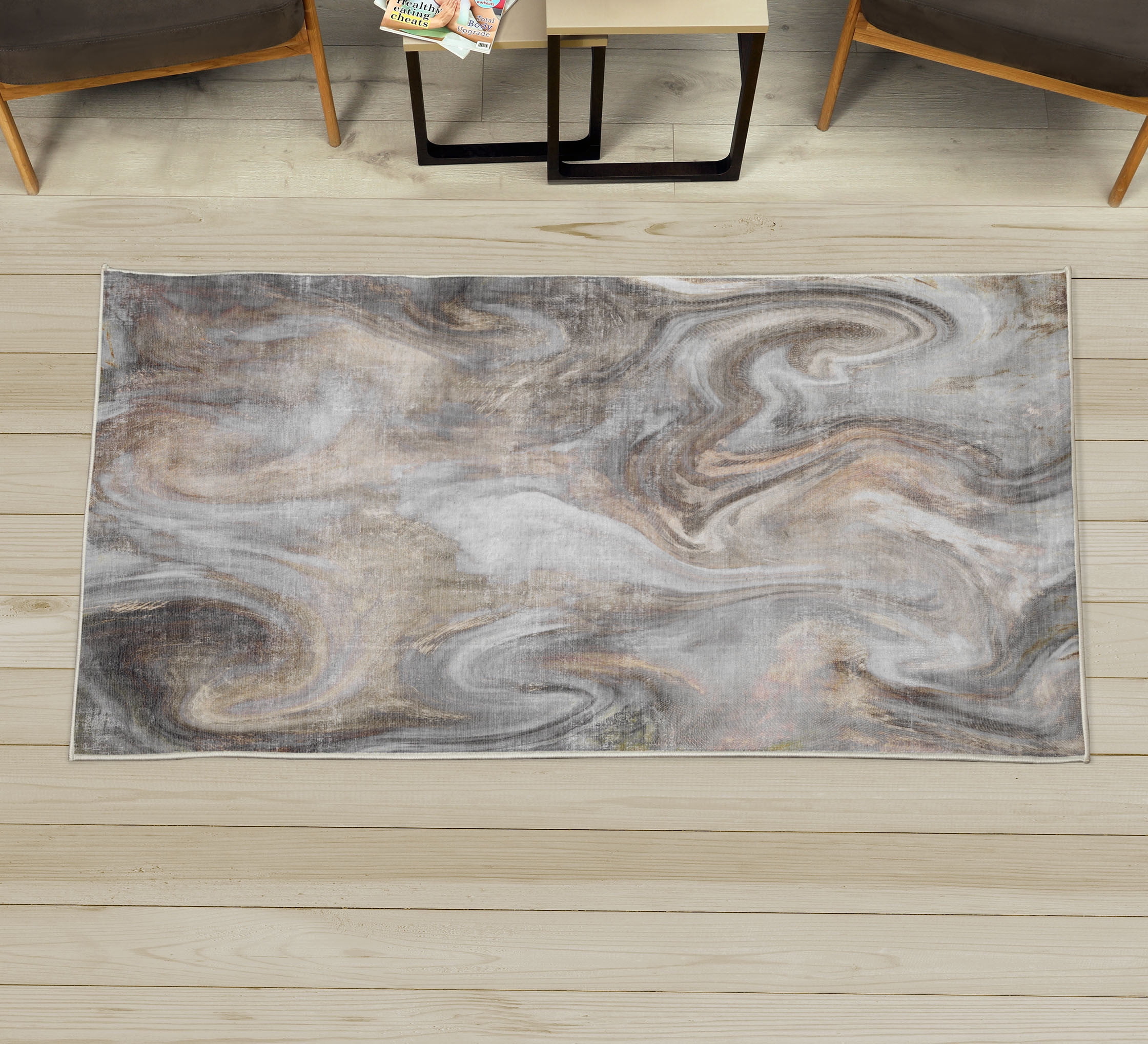 Marble Style Rug Marble Print Decorative Rug, Retro Style Paintbrush Colors in Marbling ...
