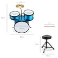 thumbnail image 7 of Best Choice Products Kids Beginner 3-Piece Drum, Musical Instrument Set w/ Sticks, Cushioned Stool, Drum Pedal - Light Blue Sparkle, 7 of 7