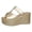 Gold, variant on Slides Sandals for Women T-Strap Splice Leather Platform Wedges Heels Elegant Rhinestone Summer Dress Shoes Black Size 9.5
