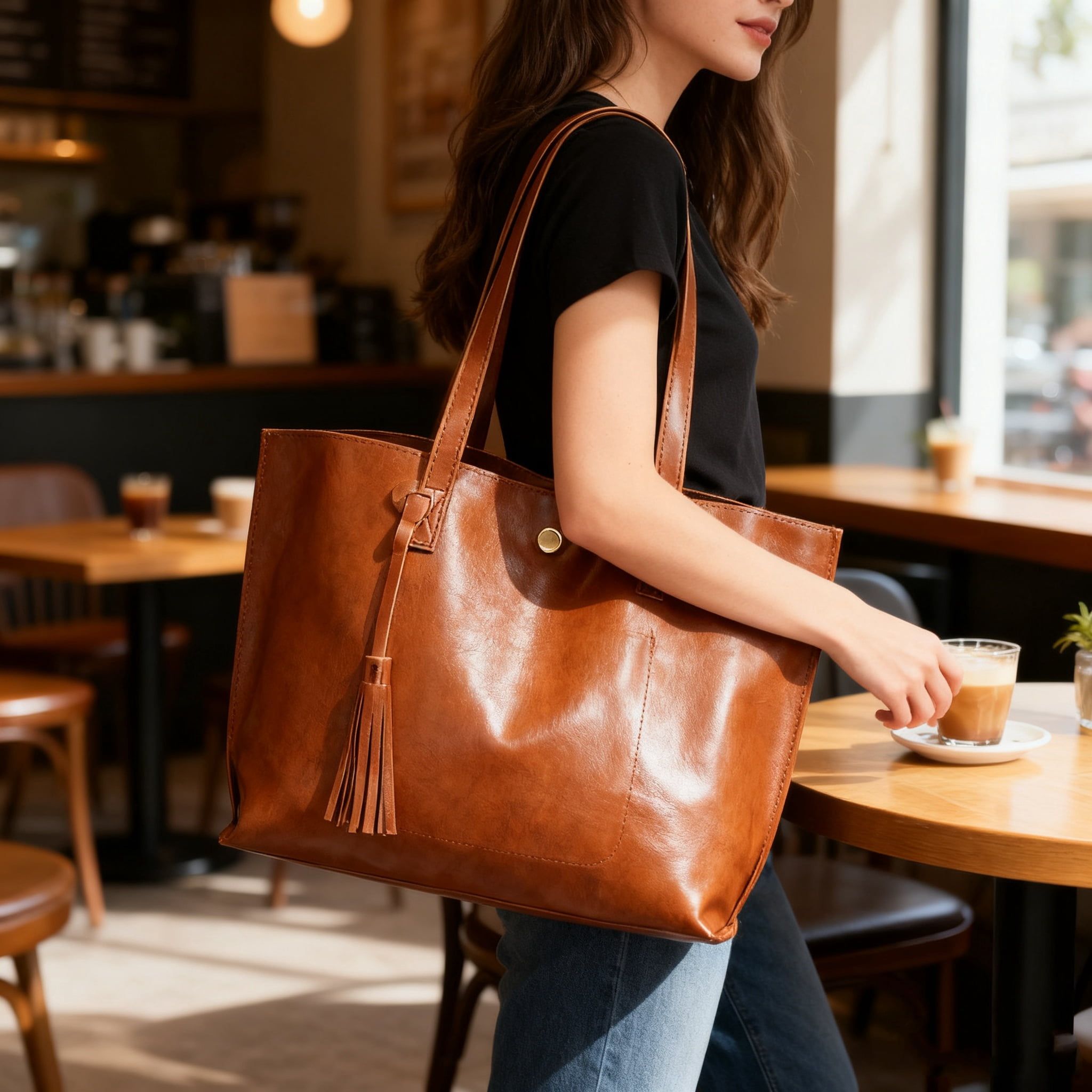 MODANU Women's Faux Leather Tote Bag, 14.1