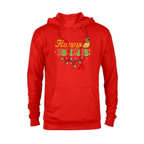 Disney and Pixar’s Up Dug Christmas Lights Happy Holidays - Pullover Hoodie for Adults - Customized-Red